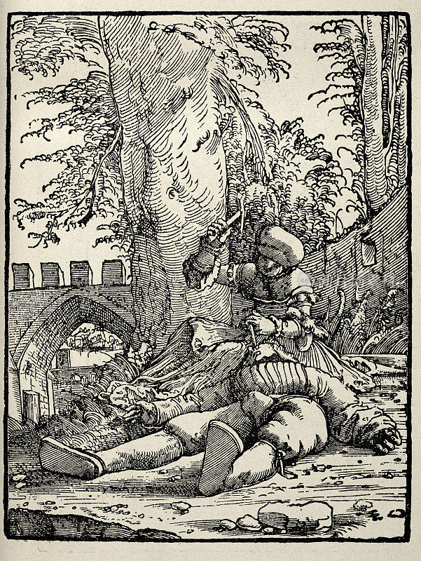 《法官之书，雅亿和西西拉》作者:Albrecht Altdorfer，德国蚀刻16世纪艺术